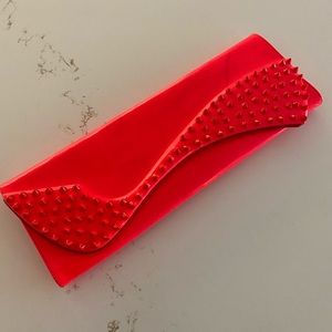 christian louboutin Pigalle Patent Spike Clutch Bag